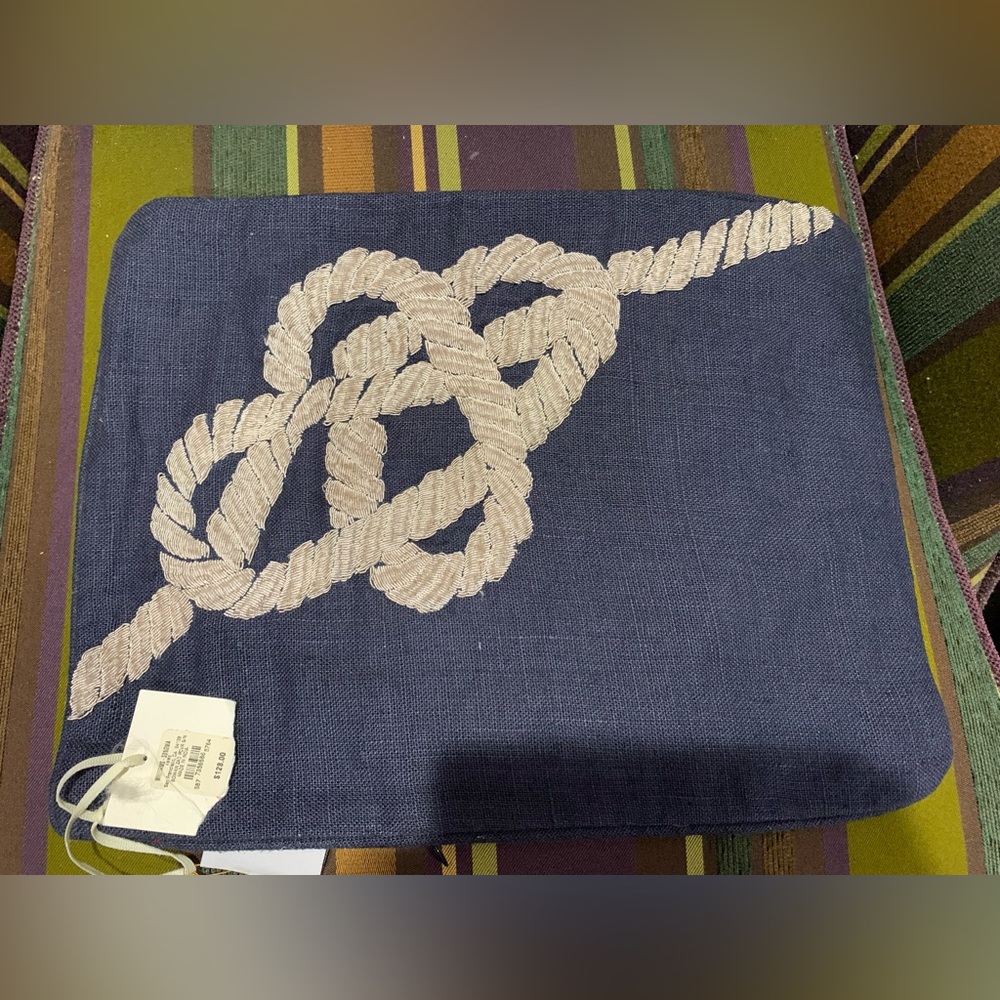 Williams Sonoma NWT New Nautical Knot Linen Design Pillow Sham $128 Retail